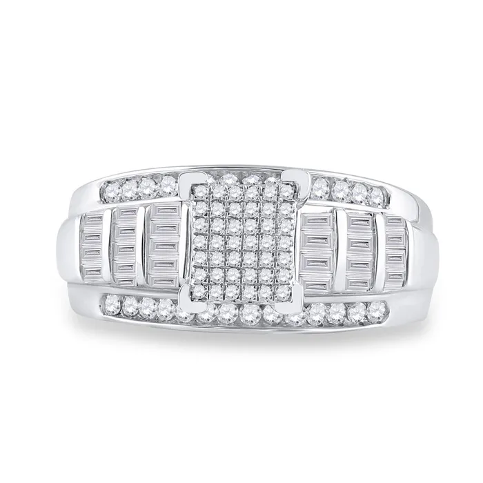 Sterling Silver Round Diamond Cluster Bridal Engagement Ring 38 Cttw S7 GND Rings Sterling Silver Round Diamond Cluster Bridal Engagement Ring 38 Cttw S7 GND Rings