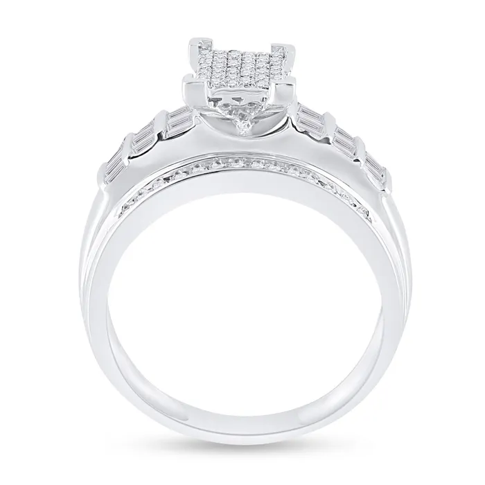 Sterling Silver Round Diamond Cluster Bridal Engagement Ring 38 Cttw S7 GND Rings Sterling Silver Round Diamond Cluster Bridal Engagement Ring 38 Cttw S7 GND Rings
