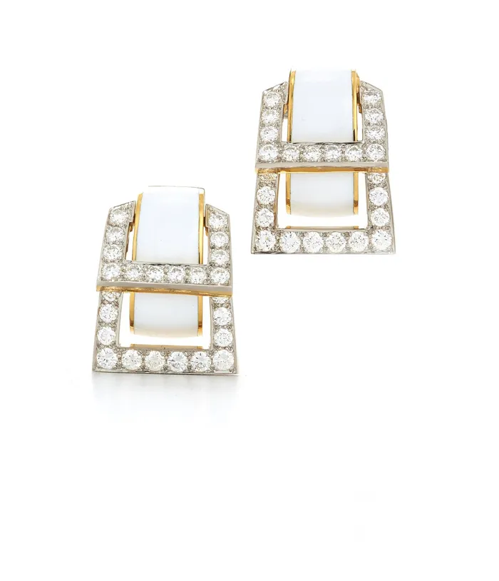 Strap Earrings White Enamel David Webb Workshop Earrings