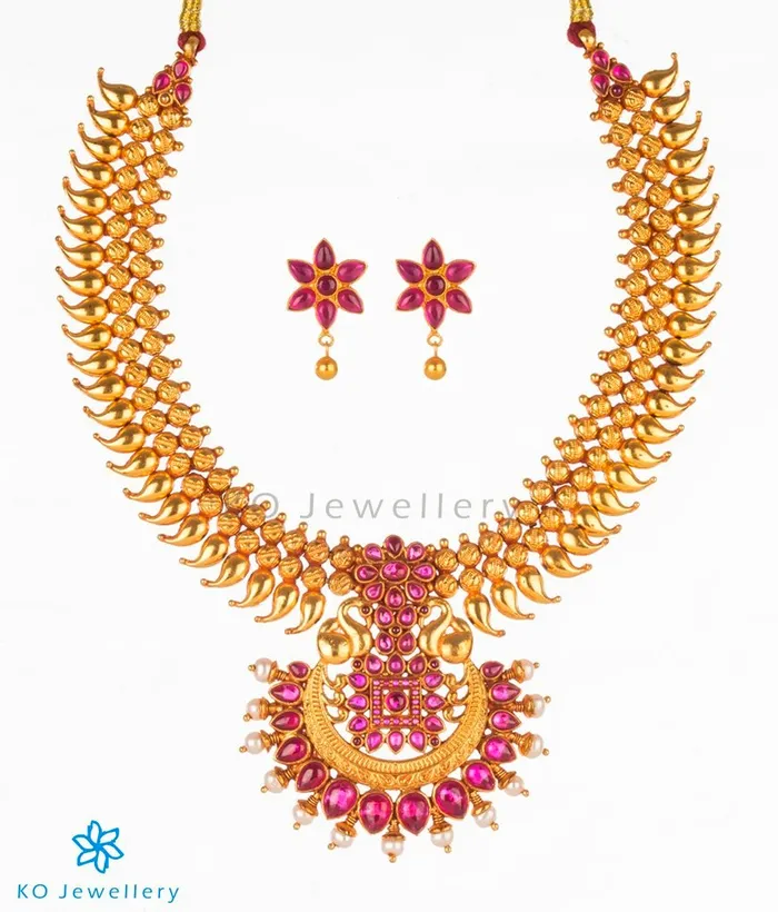 The Hamsaka Silver Kempu Necklace Silversmith Necklaces