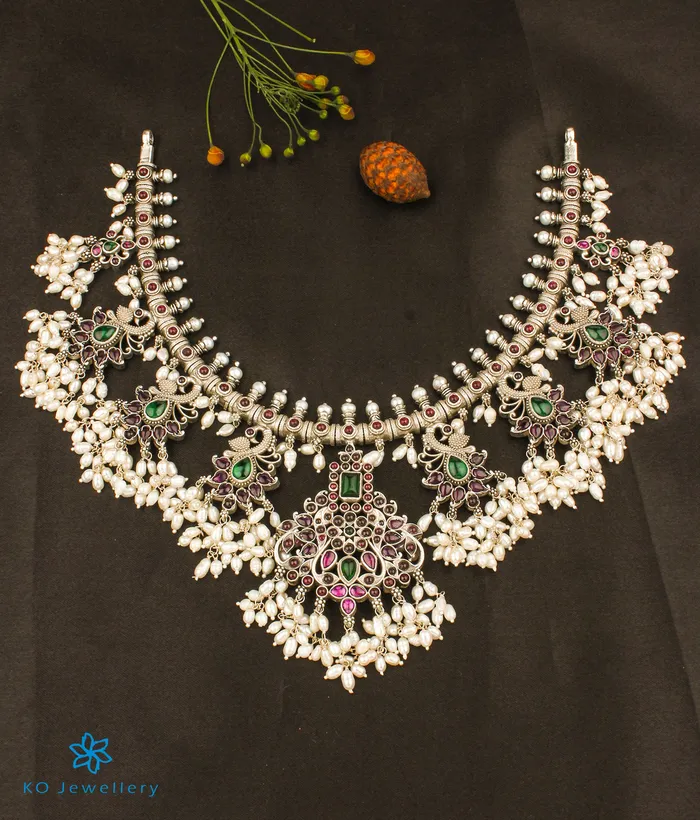 The Rachana Silver Guttapusalu Necklace OxidisedMedium Silversmith Necklaces