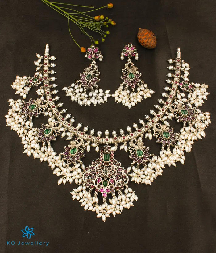 The Rachana Silver Guttapusalu Necklace OxidisedMedium Silversmith Necklaces