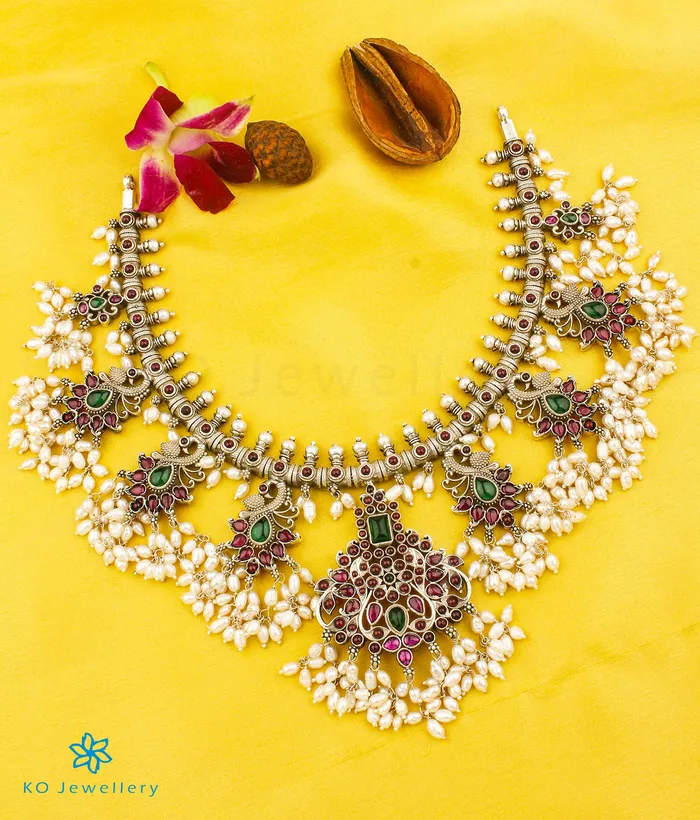 The Rachana Silver Guttapusalu Necklace OxidisedMedium Silversmith Necklaces