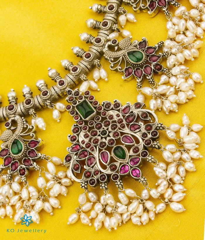 The Rachana Silver Guttapusalu Necklace OxidisedMedium Silversmith Necklaces