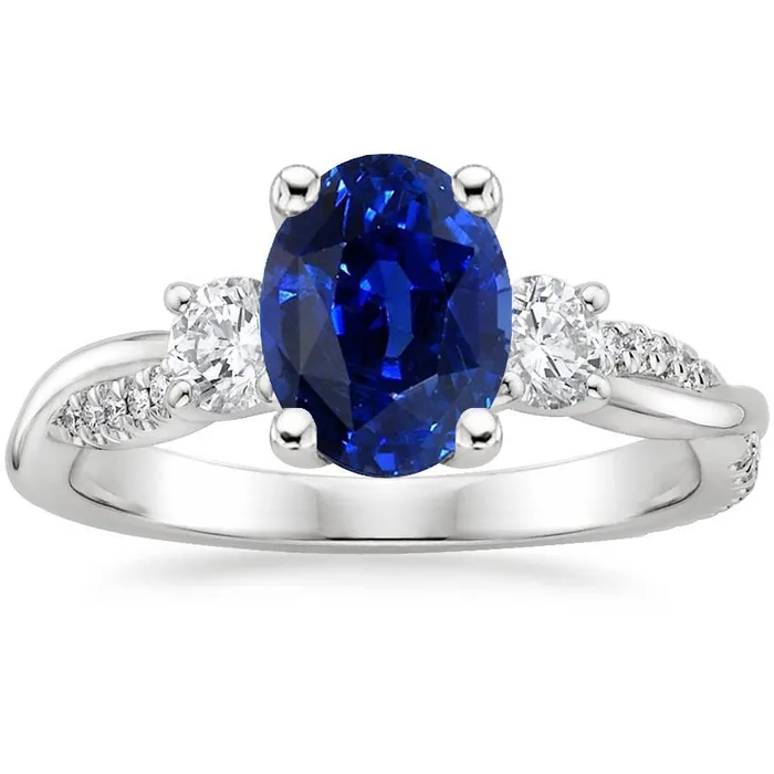 Three Stone Ring Oval Blue Sapphire Round Natural Earth Mined Diamond Accents 4 Carats HarryChadEntcom Rings Three Stone Ring Oval Blue Sapphire Round Natural Earth Mined Diamond Accents 4 Carats HarryChadEntcom Rings