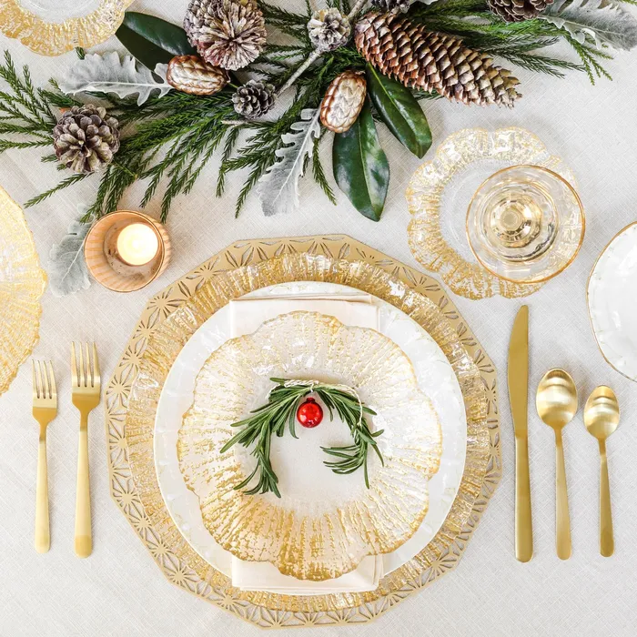 Vietri Vietri Rufolo Glass Gold Round Platter Decorative Glassware Serving Plate PreStyled Sets Vietri Vietri Rufolo Glass Gold Round Platter Decorative Glassware Serving Plate PreStyled Sets