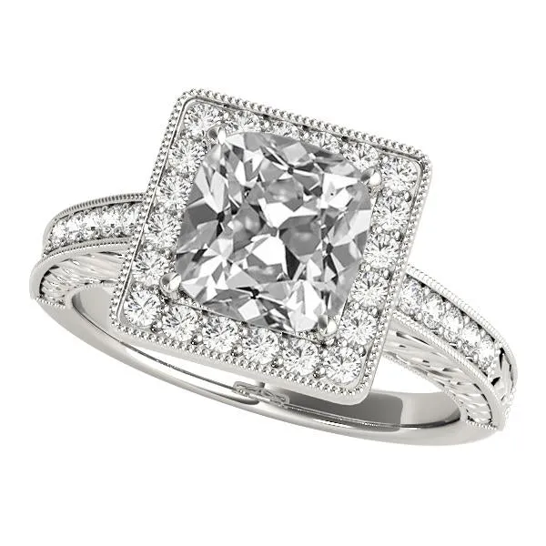 Vintage Style Halo Cushion Old Miner Natural Earth Mined Diamond Ring 850 Carats Milgrain HarryChadEntcom Rings Vintage Style Halo Cushion Old Miner Natural Earth Mined Diamond Ring 850 Carats Milgrain HarryChadEntcom Rings