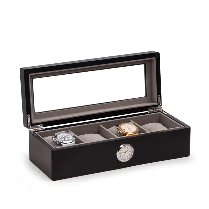 Watches Bey Berk Bey Berk Wood Four Watch Box w Quartz Movement Clock