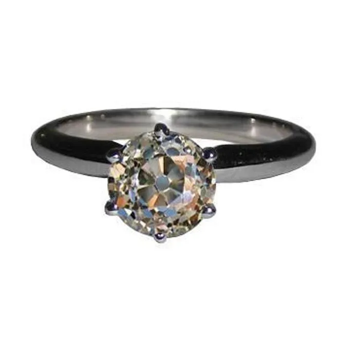 White Gold 2 Carats Old Miner Cut Gorgeous Natural Earth Mined Diamond Solitaire Ring GB Rings