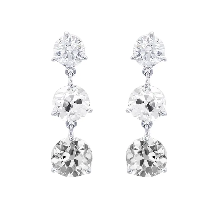 White Gold 3 Stone Real Natural Earth Mined Diamond Drop Earrings Round Old Mine Cut 6 Carats HarryChadEntcom Earrings White Gold 3 Stone Real Natural Earth Mined Diamond Drop Earrings Round Old Mine Cut 6 Carats HarryChadEntcom Earrings