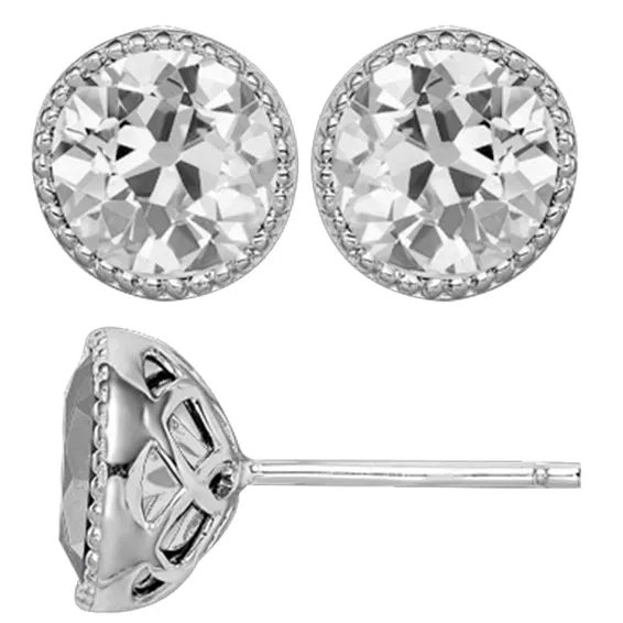 White Gold Solitaire Stud Earrings 5 Ct 14K Old Miner Genuine Diamond HarryChadEntcom Earrings White Gold Solitaire Stud Earrings 5 Ct 14K Old Miner Genuine Diamond HarryChadEntcom Earrings