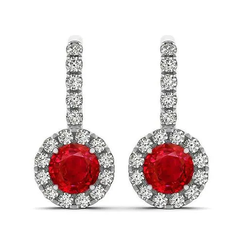 Women Dangle Earrings Ruby With Natural Earth Mined Diamonds 560 Carats Gold White 14K GB Earrings Women Dangle Earrings Ruby With Natural Earth Mined Diamonds 560 Carats Gold White 14K GB Earrings