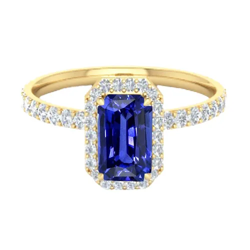 Womens Halo Ring Emerald Cut Ceylon Sapphire With Accents 350 Carats HarryChadEntcom Rings Womens Halo Ring Emerald Cut Ceylon Sapphire With Accents 350 Carats HarryChadEntcom Rings