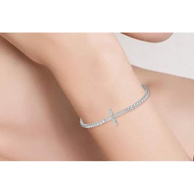 Womens Natural Earth Mined Diamond Tennis Cross Bracelet 7 Carats White Gold Jewelry HarryChadEntcom Bracelets Womens Natural Earth Mined Diamond Tennis Cross Bracelet 7 Carats White Gold Jewelry HarryChadEntcom Bracelets