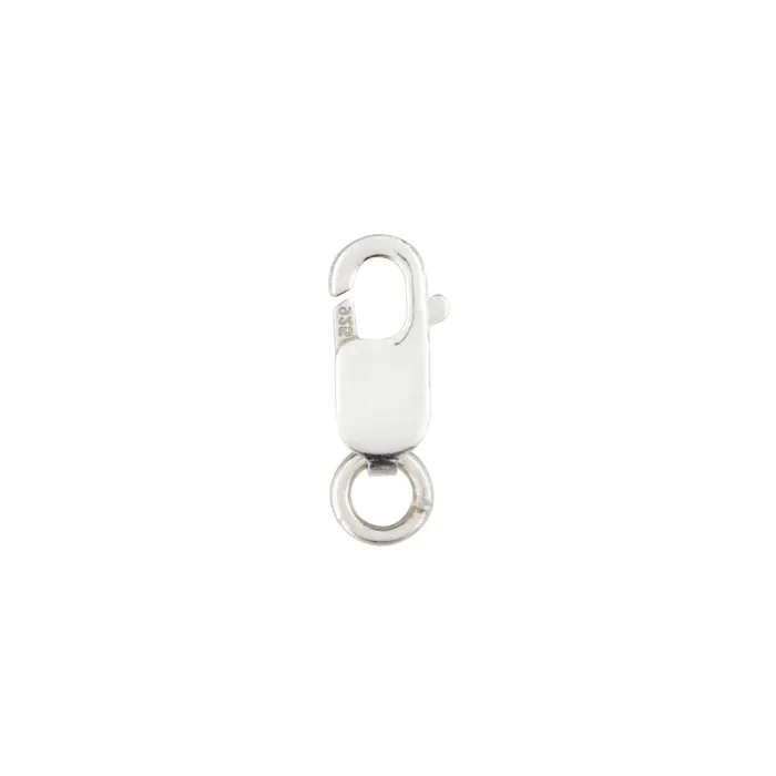 WS Rings Sterling Silver 8mm Long Lobster Clasp with Open Jump Ring